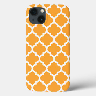 Cantaloupe White Moroccan Quatrefoil Pattern #5 iPhone 13 Hoesje