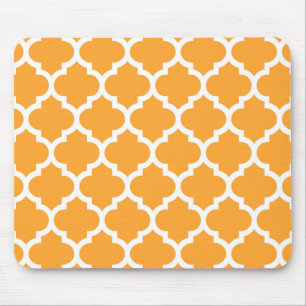 Cantaloupe White Moroccan Quatrefoil Pattern #5 Muismat