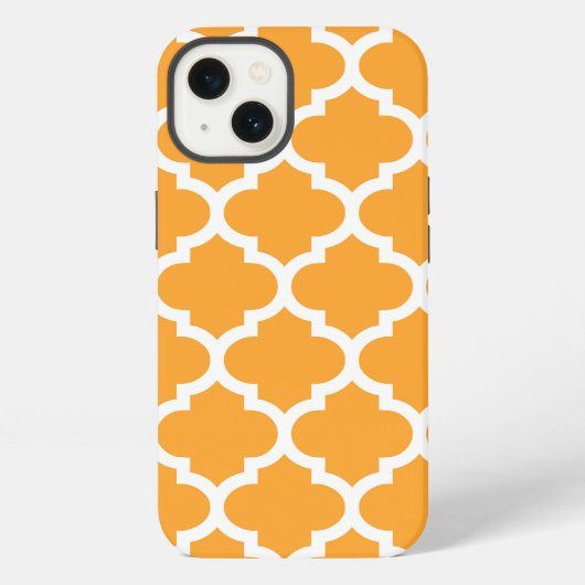 Cantaloupe Witte Marokkaanse Quatrefoil Patroon #5 iPhone Hoesje (Achterkant)