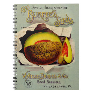 Cantaloupe Zaad Reclame Antieke Kunst Notitieboek