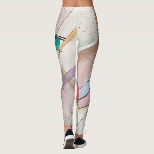 CANTATA in PASTEL BELANGRIJKE Abstracte Art Waterv Leggings (Achterkant)