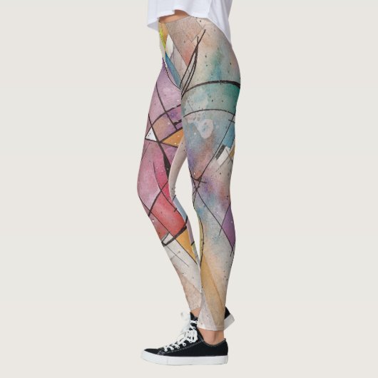 CANTATA in PASTEL BELANGRIJKE Abstracte Art Waterv Leggings (Links)