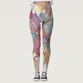 CANTATA in PASTEL BELANGRIJKE Abstracte Art Waterv Leggings