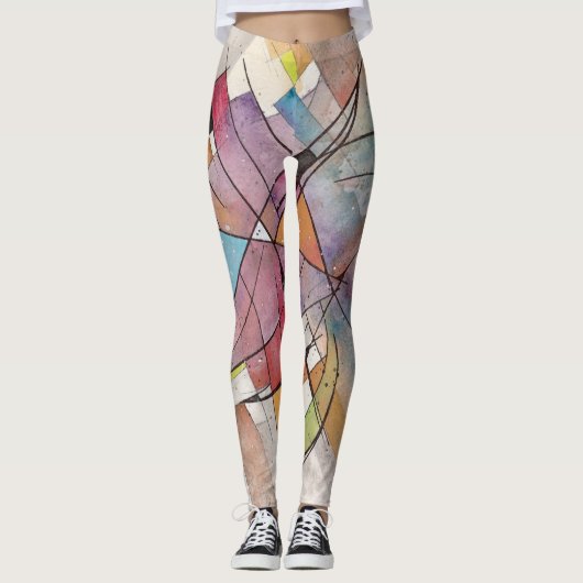 CANTATA in PASTEL BELANGRIJKE Abstracte Art Waterv Leggings (Voorkant)
