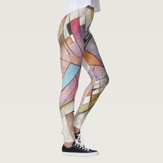 CANTATA in PASTEL BELANGRIJKE Abstracte Art Waterv Leggings (Rechts)