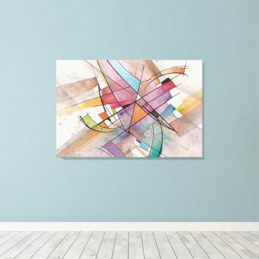 CANTATA in PASTEL BELANGRIJKE Abstracte Waterverf  Canvas Afdruk (Insitu (Houten vloer))