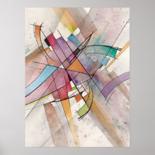 CANTATA in PASTEL BELANGRIJKE Abstracte Waterverf  Poster