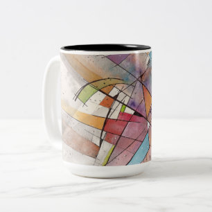 CANTATA in PASTEL MAJEUR Abstracte Kunst Tweekleurige Koffiemok