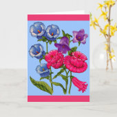 canterbury bells in roze blauw en paars kaart (Gele Bloem)