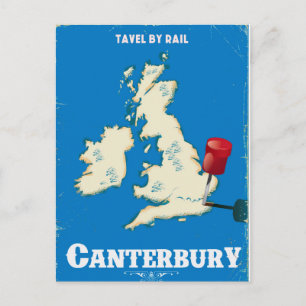 Canterbury Britse Eilanden vintage spoorposter Briefkaart