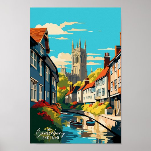 Canterbury Engeland Art Vintage Travel Illustratio Poster (Voorkant)