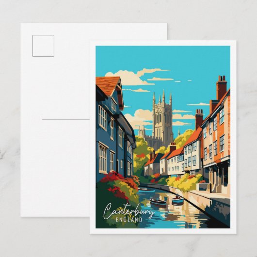 Canterbury England Art vintage reisillustratie Briefkaart (Voorkant / Achterkant)