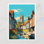 Canterbury England Art vintage reisillustratie Briefkaart (Voorkant)