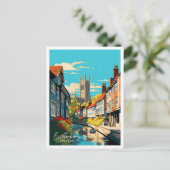 Canterbury England Art vintage reisillustratie Briefkaart (Staand voorkant)