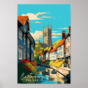 Canterbury England Art vintage reisillustratie Poster