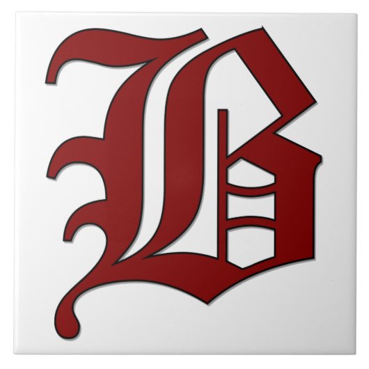 Canterbury Letter B in Red Monogram Tegel Tegeltje (Voorkant)