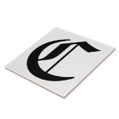 Canterbury Letter C in Black op White Monogram Tegeltje (Zijkant)