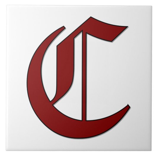 Canterbury Letter C in Red Monogram Tegel Tegeltje (Voorkant)