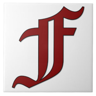 Canterbury Letter F in Red Monogram Tegel Tegeltje
