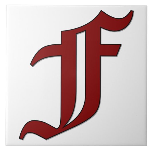 Canterbury Letter F in Red Monogram Tegel Tegeltje (Voorkant)