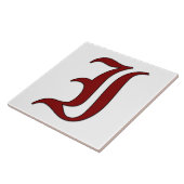 Canterbury Letter I in Red Monogram Tegel Tegeltje (Zijkant)