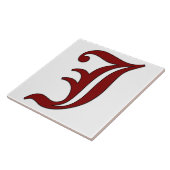 Canterbury Letter J in rode monogram Tegel Tegeltje (Zijkant)