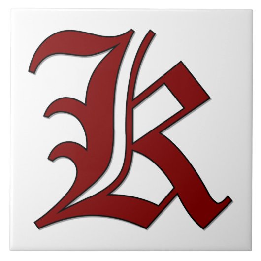 Canterbury Letter K in Red Monogram Tegel Tegeltje (Voorkant)