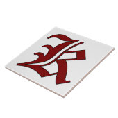 Canterbury Letter K in Red Monogram Tegel Tegeltje (Zijkant)