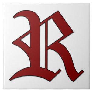 Canterbury Letter R in Red Monogram Tegel Tegeltje