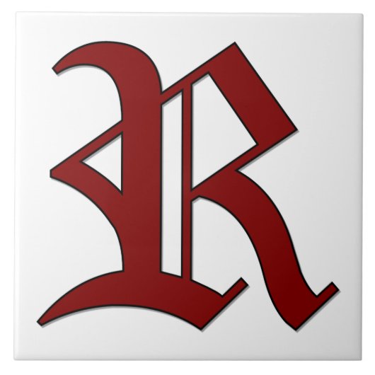 Canterbury Letter R in Red Monogram Tegel Tegeltje (Voorkant)