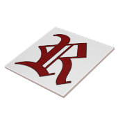Canterbury Letter R in Red Monogram Tegel Tegeltje (Zijkant)