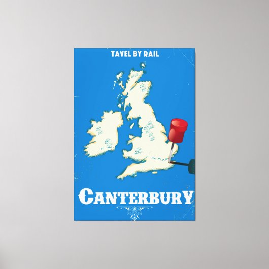 Canterbury poster op de Britse eilanden Canvas Afdruk (Voorkant)