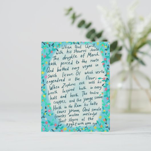 Canterbury Tales Springtime Middle English Quote Briefkaart (Staand voorkant)
