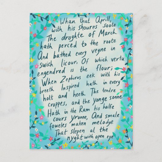 Canterbury Tales Springtime Middle English Quote Briefkaart (Voorkant)