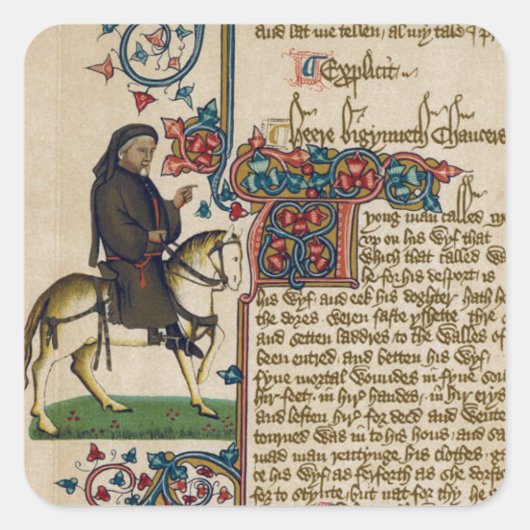 Canterbury Tales van Chaucer Vierkante Sticker (Voorkant)