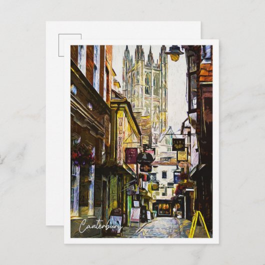 Canterbury Verenigd Koninkrijk Mooie olieverf Briefkaart (Voorkant / Achterkant)