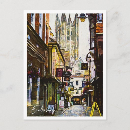 Canterbury Verenigd Koninkrijk Mooie olieverf Briefkaart (Voorkant)