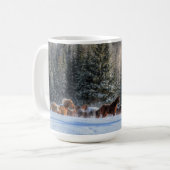 Cantering, Running Horses in Winter Snow Photo Koffiemok (Voorkant links)