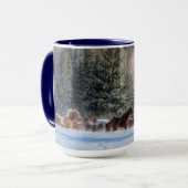 Cantering, Running Horses in Winter Snow Photo Mok (Voorkant links)