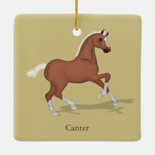 Cantering Sorrel Gaits of the Horse Equestrian Keramisch Ornament (Achterkant)