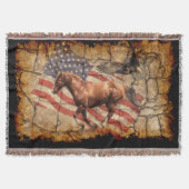 Cantering Western Horse w Bald Eagle en US Flag Deken (Voorkant)