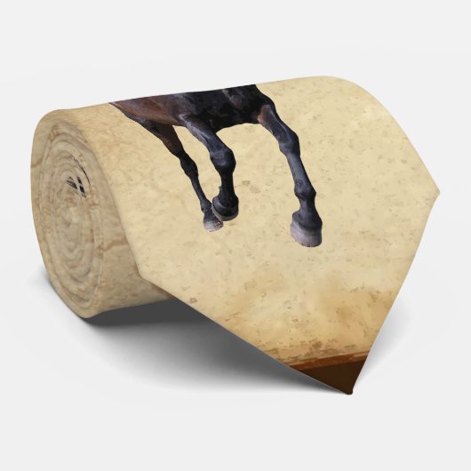 Cantering Zwart Percheron Paard op Faux Perkament Stropdas (Opgerold)