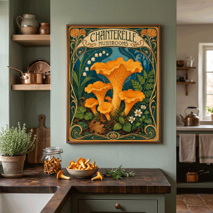 Cantharel Paddenstoelen Bos Oogst Keuken Chef Perfect Poster