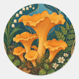 Cantharel Paddenstoelen Bos Oogst Keuken Chef Ronde Sticker