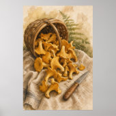 Cantharellen in een Bessenmand Aquarel Poster (Voorkant)