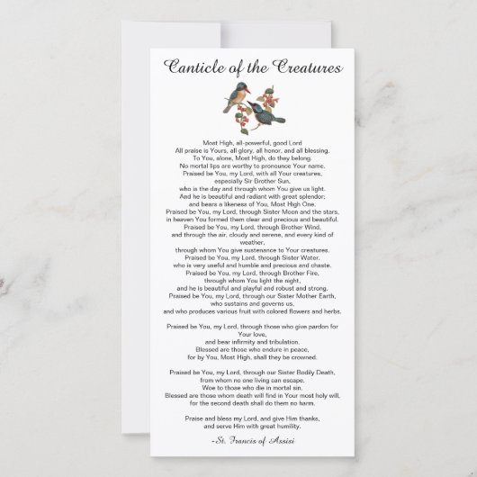 Canticle of the Creatures by St. Francis Flat Kaar (Voorkant)