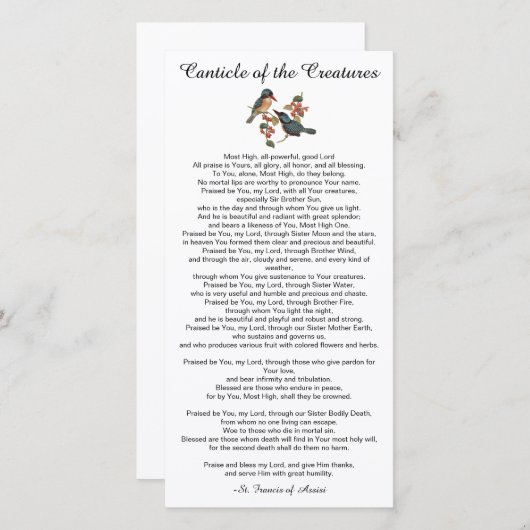 Canticle of the Creatures by St. Francis Flat Kaar (Voorkant / Achterkant)