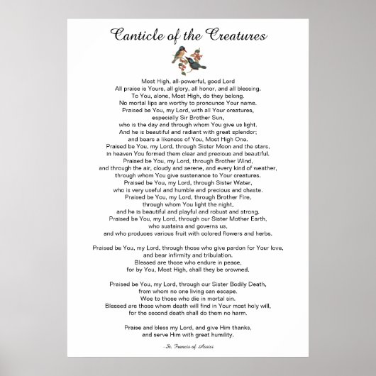 Canticle of the Creatures by St. Francis of Assisi Poster (Voorkant)