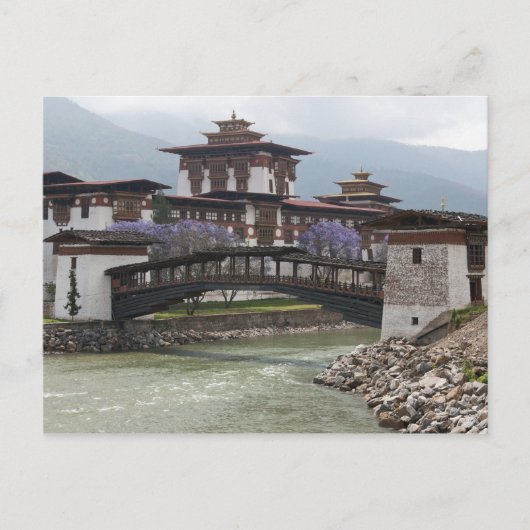 Cantilevered brug nabij Punakha Dzong paleis Briefkaart (Voorkant)