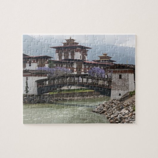 Cantilevered brug nabij Punakha Dzong paleis Legpuzzel (Horizontaal)